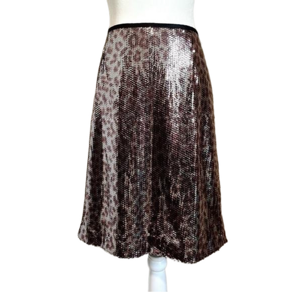 𝅺NANETTE Lepore Bronze Brown Sequin Cheetah Leopard Skirt 🇺🇸 NWT Gorgeous - Picture 16 of 16